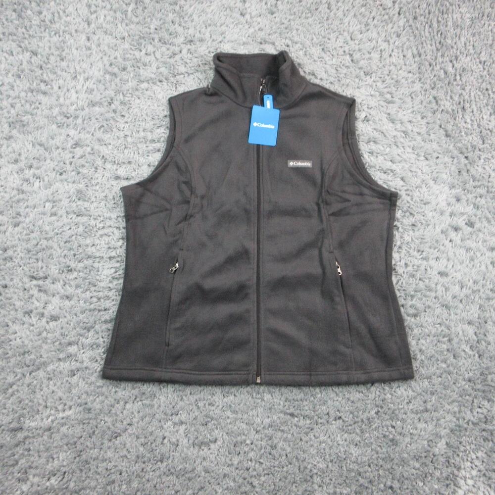 Columbia Vest Womens XL Gray Benton Springs Full Zip Pockets Collared Fleece NWT
